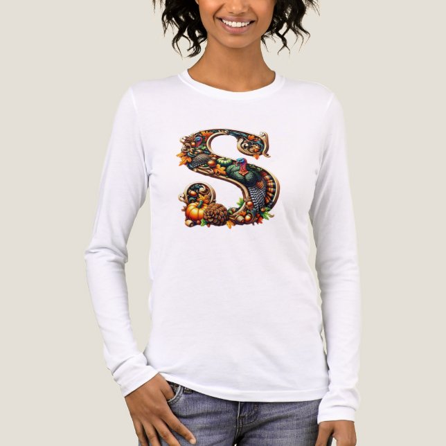 Letter S Thanksgiving turkey style gift  Tri-Blend Shirt (Vorderseite)