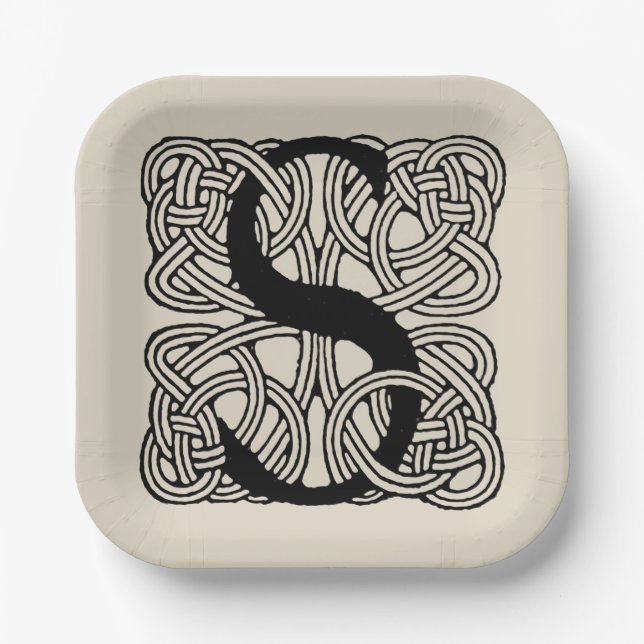 Letter S Vintag Celtic Knot Monogram Pappteller (Vorderseite)