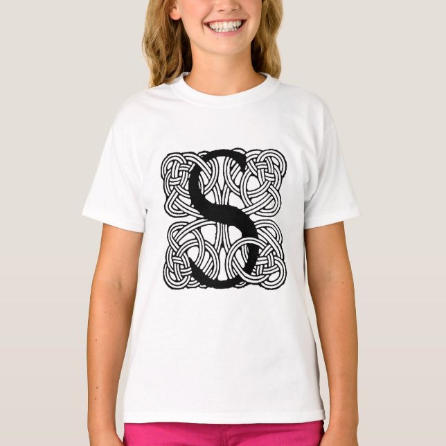 Letter S Vintag Celtic Knot Monogram T-Shirt (Vorderseite)
