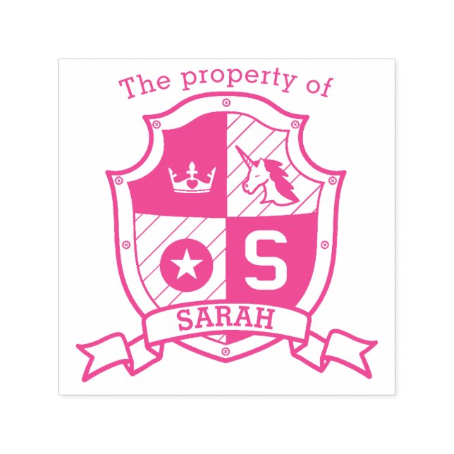Letter S Wappen individuelle Name Einhorn Kinderbi Permastempel (Design)