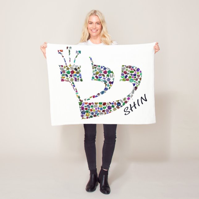 Letter Shin made with Gemstones in All Colors Fleecedecke (Beispiel)