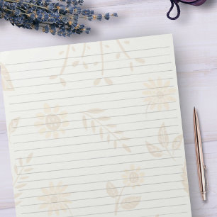 Letter Size 8,5" x 11" Breitband Golden Floral Notizblock