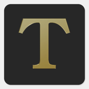 Letter T Gold Square Aufkleber
