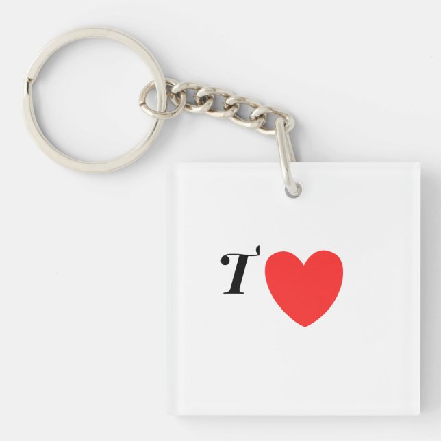 Letter T Heart - Valentine Initial Love Design Schlüsselanhänger (Vorderseite)
