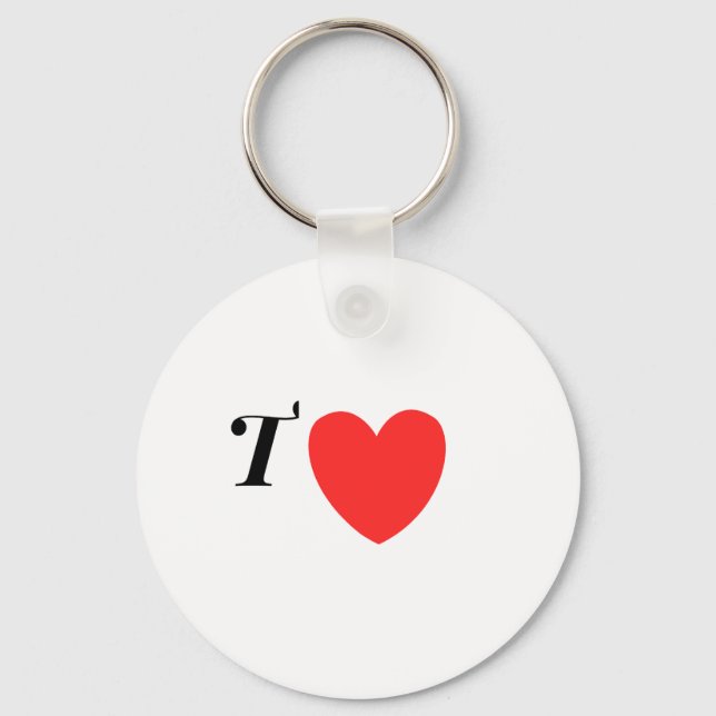 Letter T Heart - Valentine Initial Love Design Schlüsselanhänger (Vorderseite)