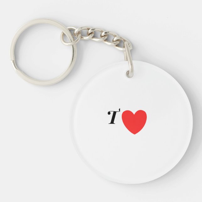 Letter T Heart - Valentine Initial Love Design Schlüsselanhänger (Vorderseite)