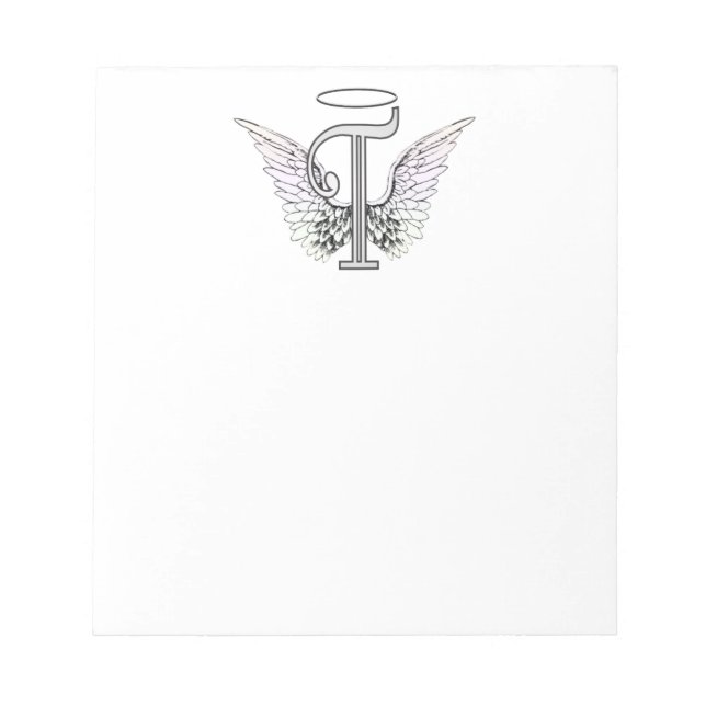 Letter T Initial Monogram mit Angel Wings & Halo Notizblock (Vorderseite)