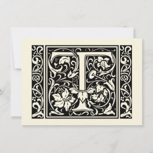 Letter T Mittelalterliches Monogramm Art Nouveau Einladung