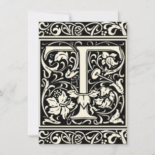 Letter T Mittelalterliches Monogramm Art Nouveau Einladung