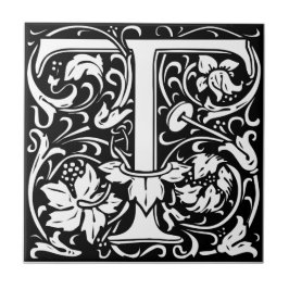 Letter T Mittelalterliches Monogramm Art Nouveau Fliese