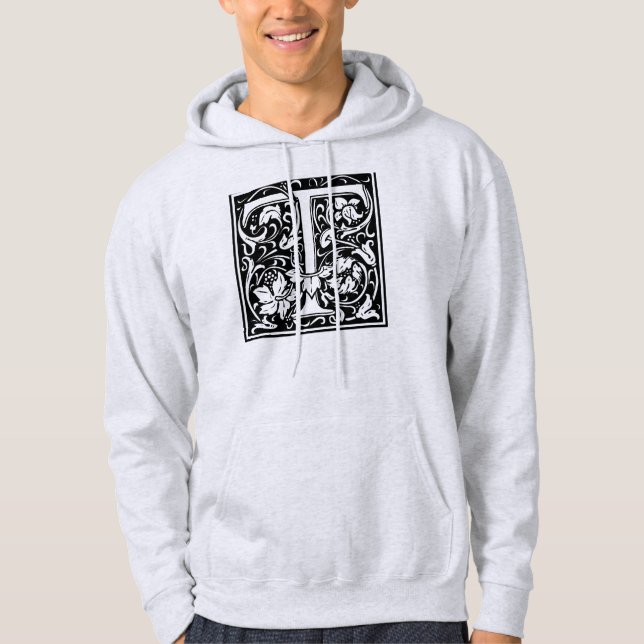 Letter T Mittelalterliches Monogramm Art Nouveau Hoodie (Vorderseite)