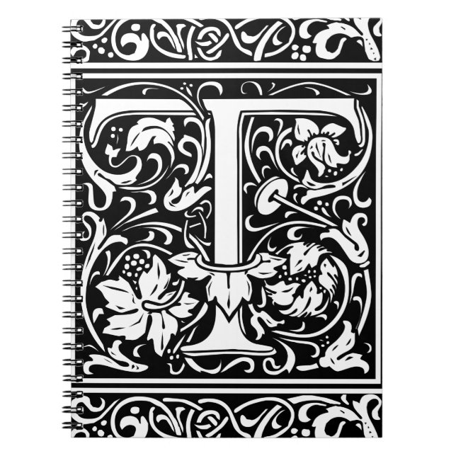 Letter T Mittelalterliches Monogramm Art Nouveau Notizblock (Vorderseite)