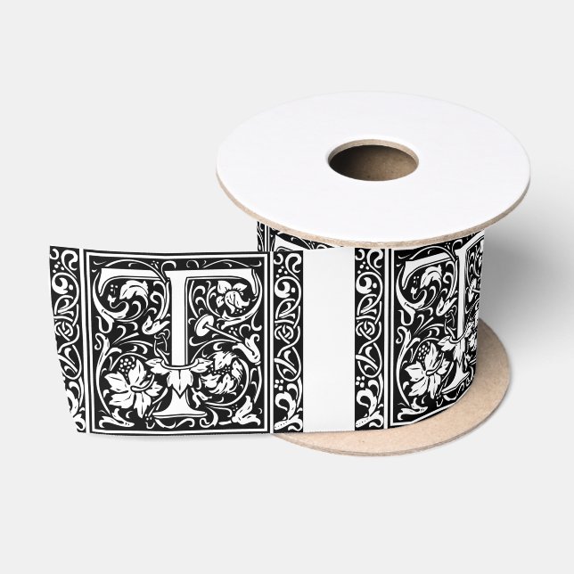 Letter T Mittelalterliches Monogramm Art Nouveau Satinband (Spule)