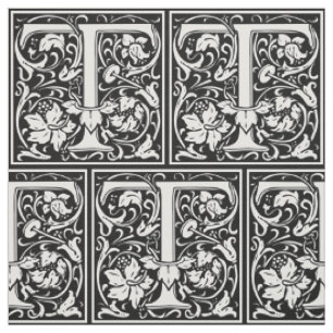 Letter T Mittelalterliches Monogramm Art Nouveau Stoff