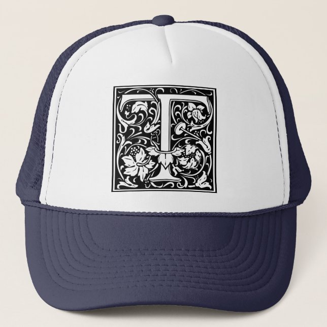 Letter T Mittelalterliches Monogramm Art Nouveau Truckerkappe (Vorderseite)
