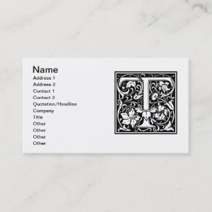 Letter T Mittelalterliches Monogramm Art Nouveau Visitenkarte