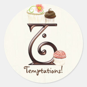Letter T Monogram Cupcake Logo Business-Aufkleber Runder Aufkleber
