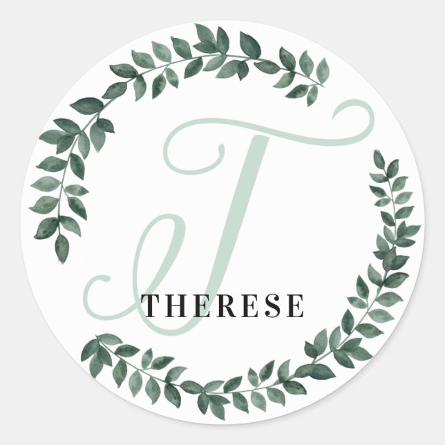 Letter T Monogram Individuelle Name Minimalistisch Runder Aufkleber (Vorderseite)