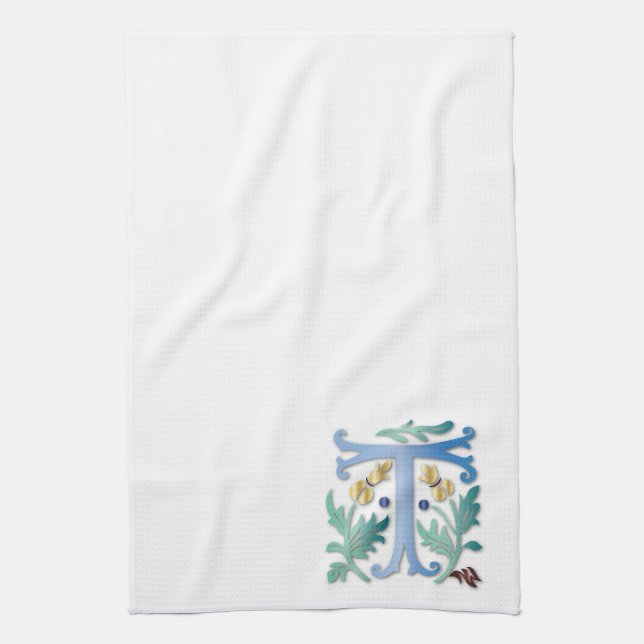 Letter T Monogram-Lilie Handtuch (Vertikal)
