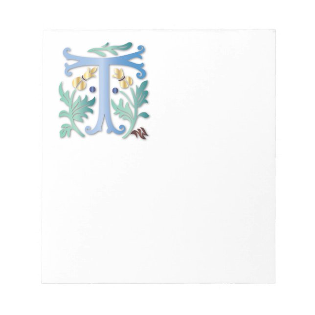 Letter T Monogram-Lilie Notizblock (Vorderseite)
