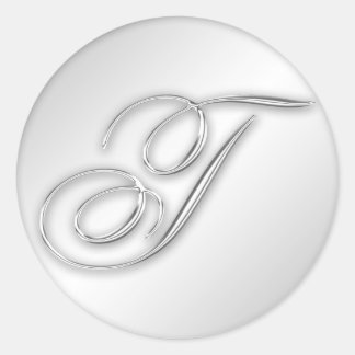 Letter T-Skript erste Imitate Silber-Monogramm-Gef Runder Aufkleber