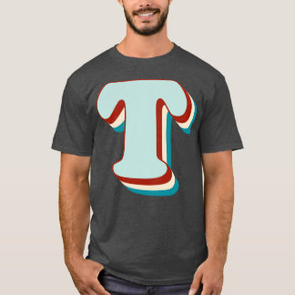 Letter T Vintag Retro Monogram Initial Name Schrif T-Shirt