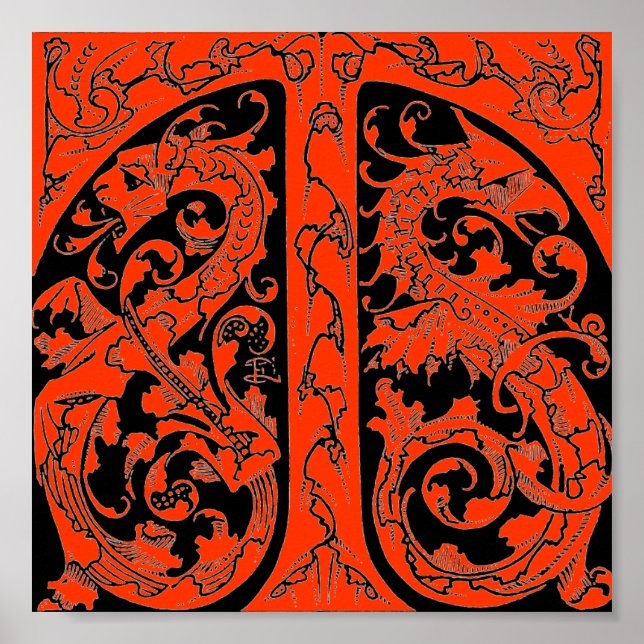 Letter T with Dragons Poster (Vorne)