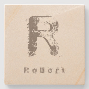 Letter Template Elegandesign Monogram Sandstone Steinuntersetzer