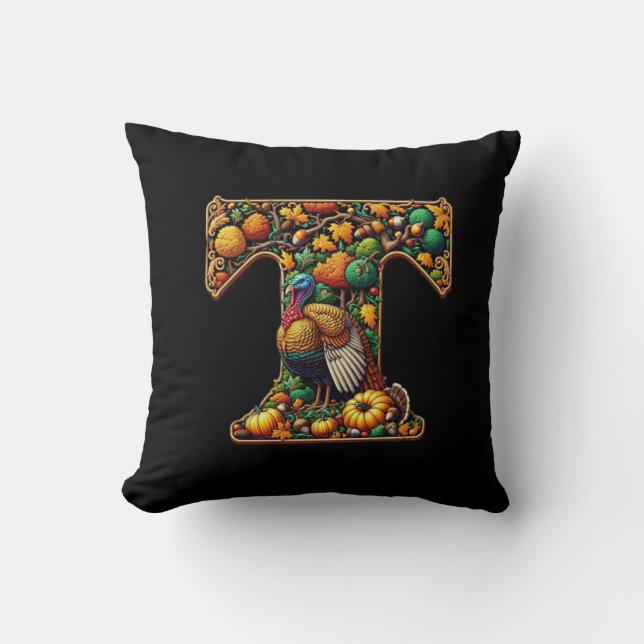 Letter Thanksgiving turkey style  Kissen (Vorderseite)