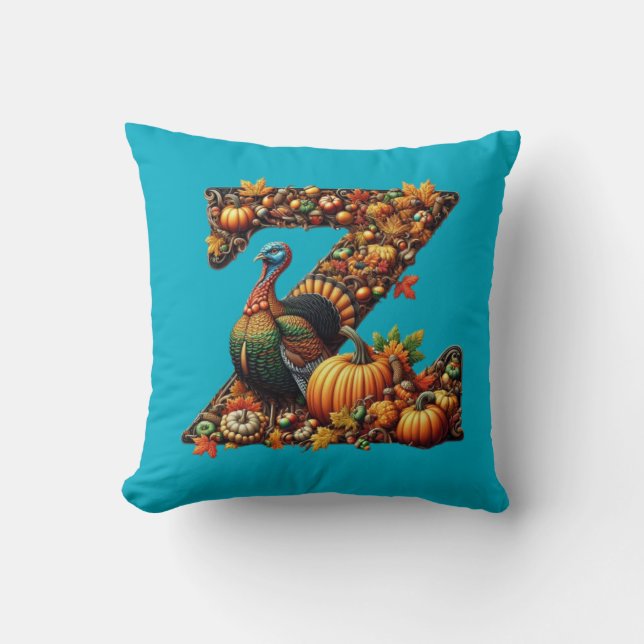 Letter Thanksgiving turkey style  Kissen (Vorderseite)