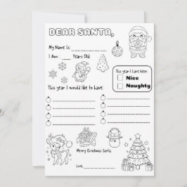 Letter to Santa Coloring Page Einladung