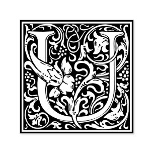 Letter U art nouveau schwarz-weiß Tile Permastempel