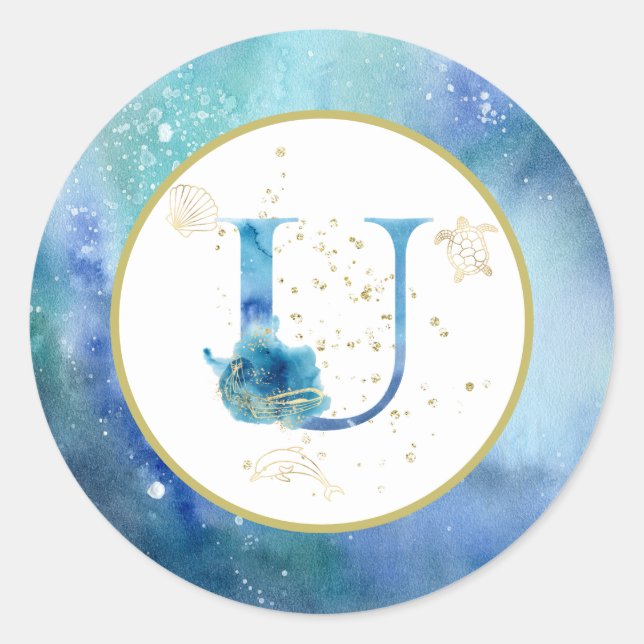 *~* LETTER U - Aufkleber für Nautical Beach Envelo (Vorderseite)
