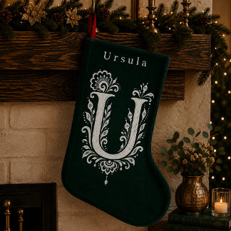 Letter U Botanical Monogram Personalized Stocking Kleiner Weihnachtsstrumpf