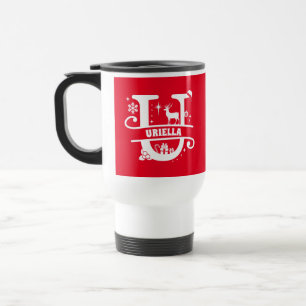 Letter U Christmas Monogram Initial Name Red Reisebecher