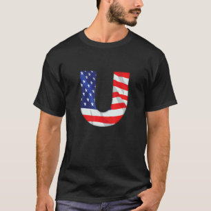 Letter U Hauptstadt Alphabet USA Flag Monogo T-Shirt