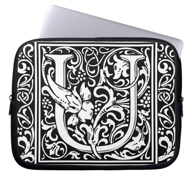 Letter U Medieval Monogram Art Nouveau Laptopschutzhülle (Vorderseite)