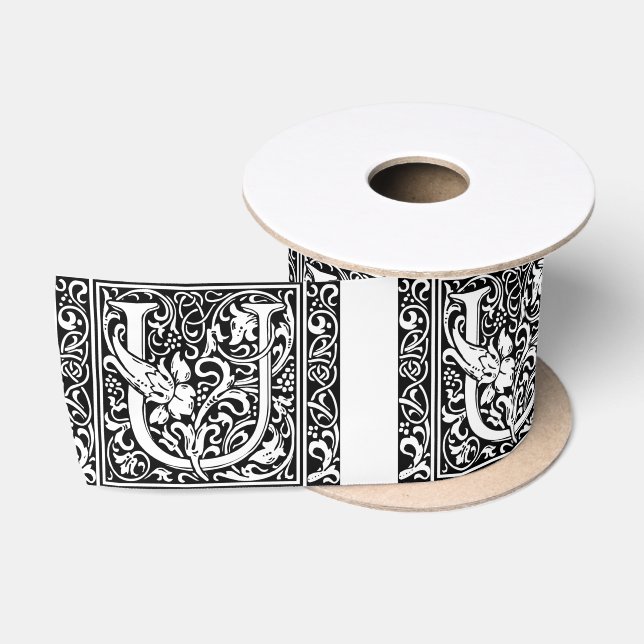 Letter U Medieval Monogram Art Nouveau Satinband (Spule)