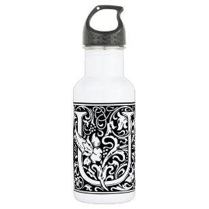 Letter U Medieval Monogram Art Nouveau Trinkflasche
