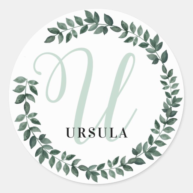 Letter U Monogram Individuelle Name Minimalistisch Runder Aufkleber (Vorderseite)