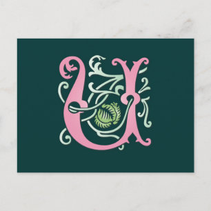Letter U Monogram Postkarte