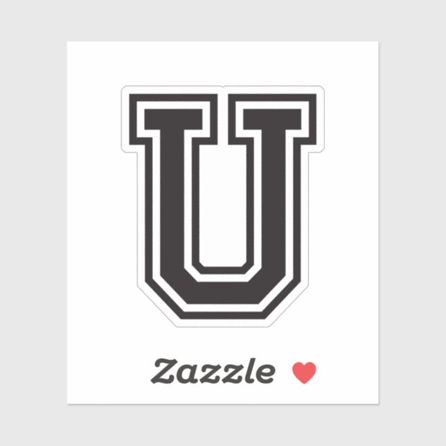 Letter U sporty Uni Schriftart-Alphabet Aufkleber (Blatt)
