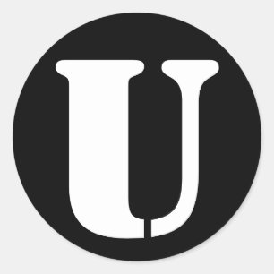 Letter U Stencil Alphabet von Janz Black Runder Aufkleber