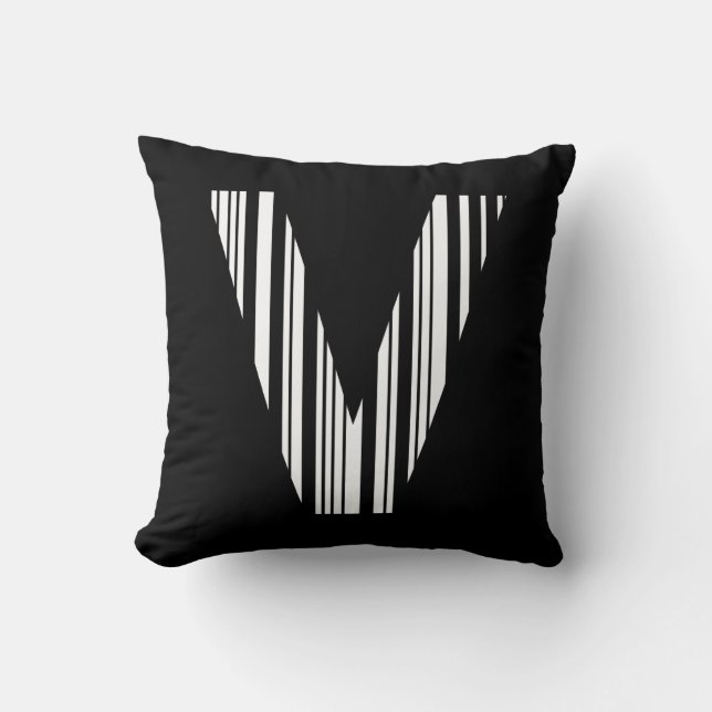 LETTER V BAR CODE Erstes erstes Barcode-Muster Kissen (Vorderseite)