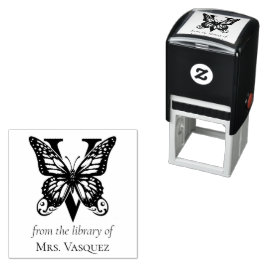 Letter V Butterfly-Monogramm aus der Bibliothek Permastempel