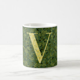 Letter V, dunkelgrün und gelb Kaffeetasse