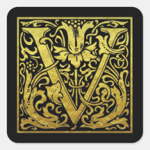 Letter V Erste Buchstaben Imitat Gold Schwarz