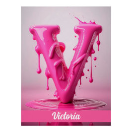 Letter V, Monogram V  - Customizable Name Poster 