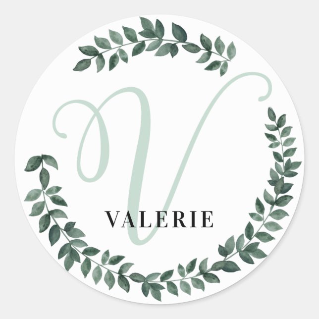 Letter V Monogramm Individuelle Name Minimalistisc Runder Aufkleber (Vorderseite)