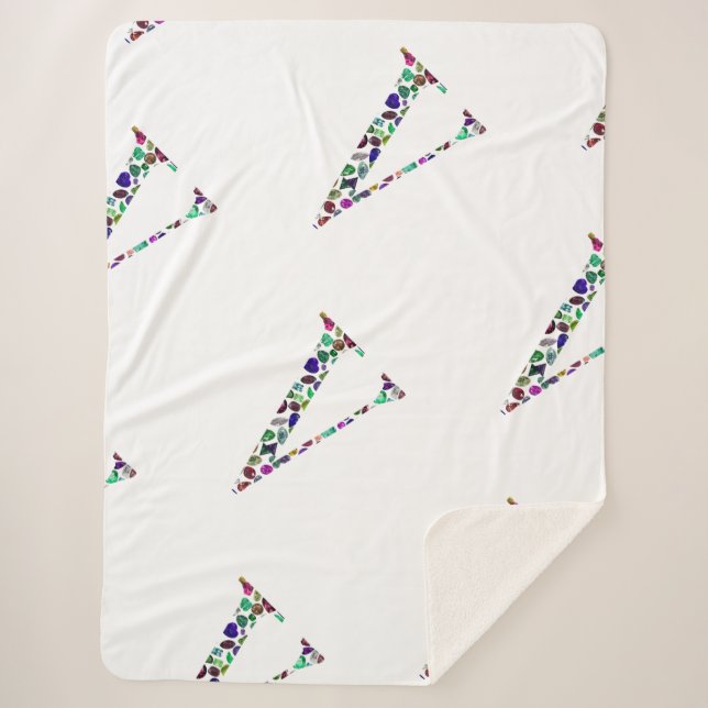 Letter V Monogramm Sherpadecke (Vorderseite)